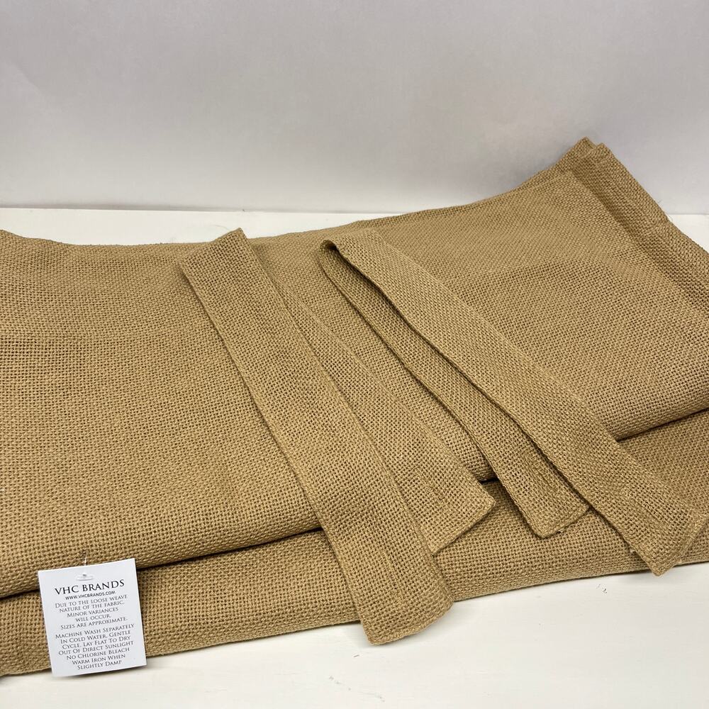 VHC Brands Farmhouse Cotton Burlap Panels Window Curtains 42 x 84